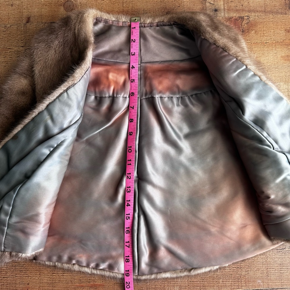 Fur Cape Collar Pockets ONE SIZE VINTAGE Gray Brown Animal Fur - Picture 5 of 11